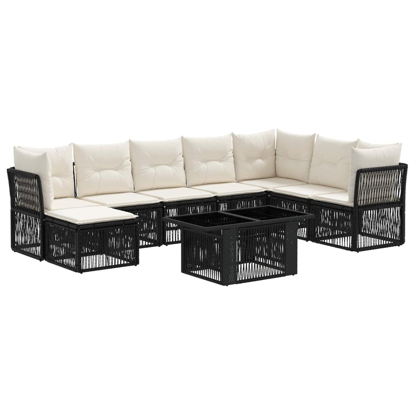 Gartensofa-set 9 stk. Schwarz Poly-Rattan