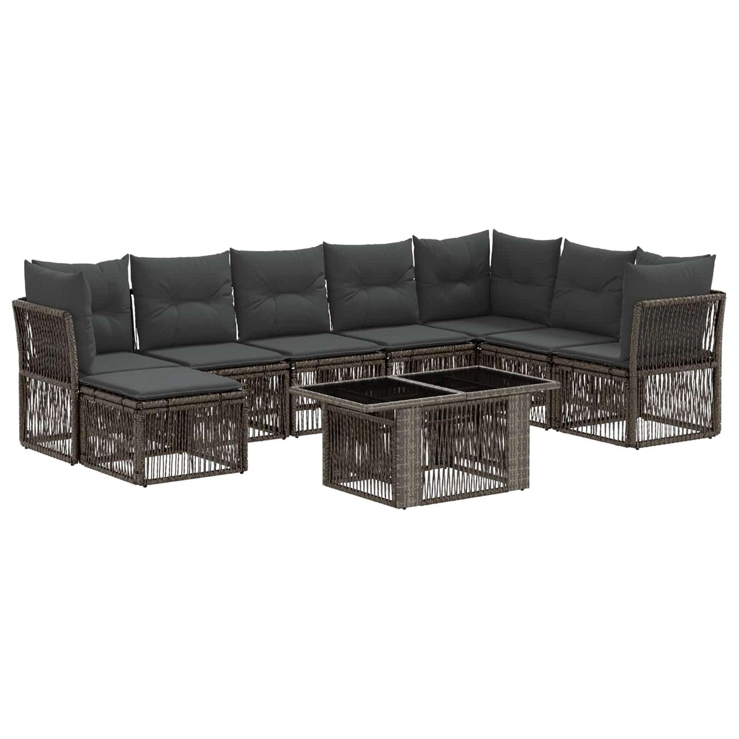 Gartensofa-set 9 stk. Grau Poly-Rattan
