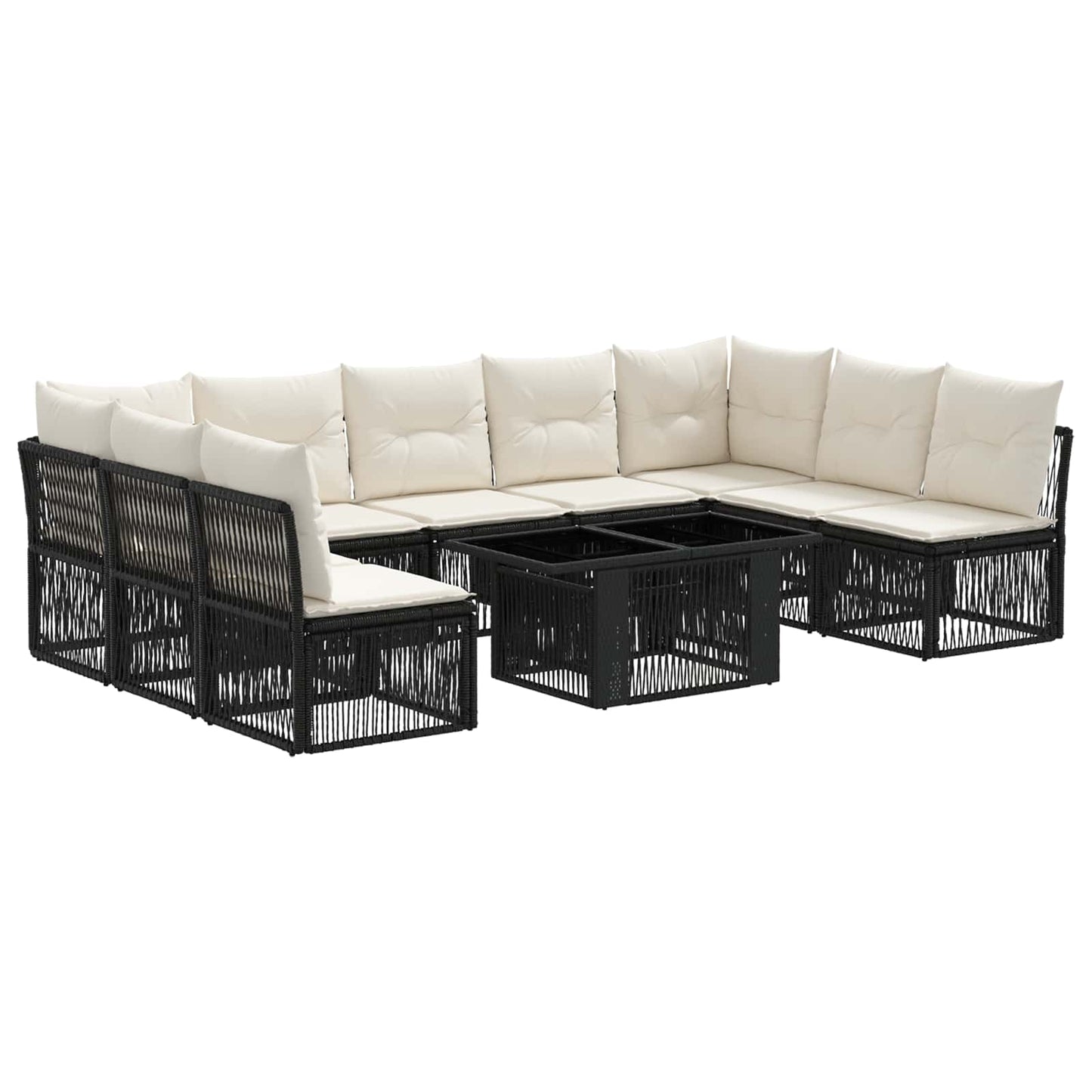 Gartensofa-set 10 stk. Schwarz Poly-Rattan