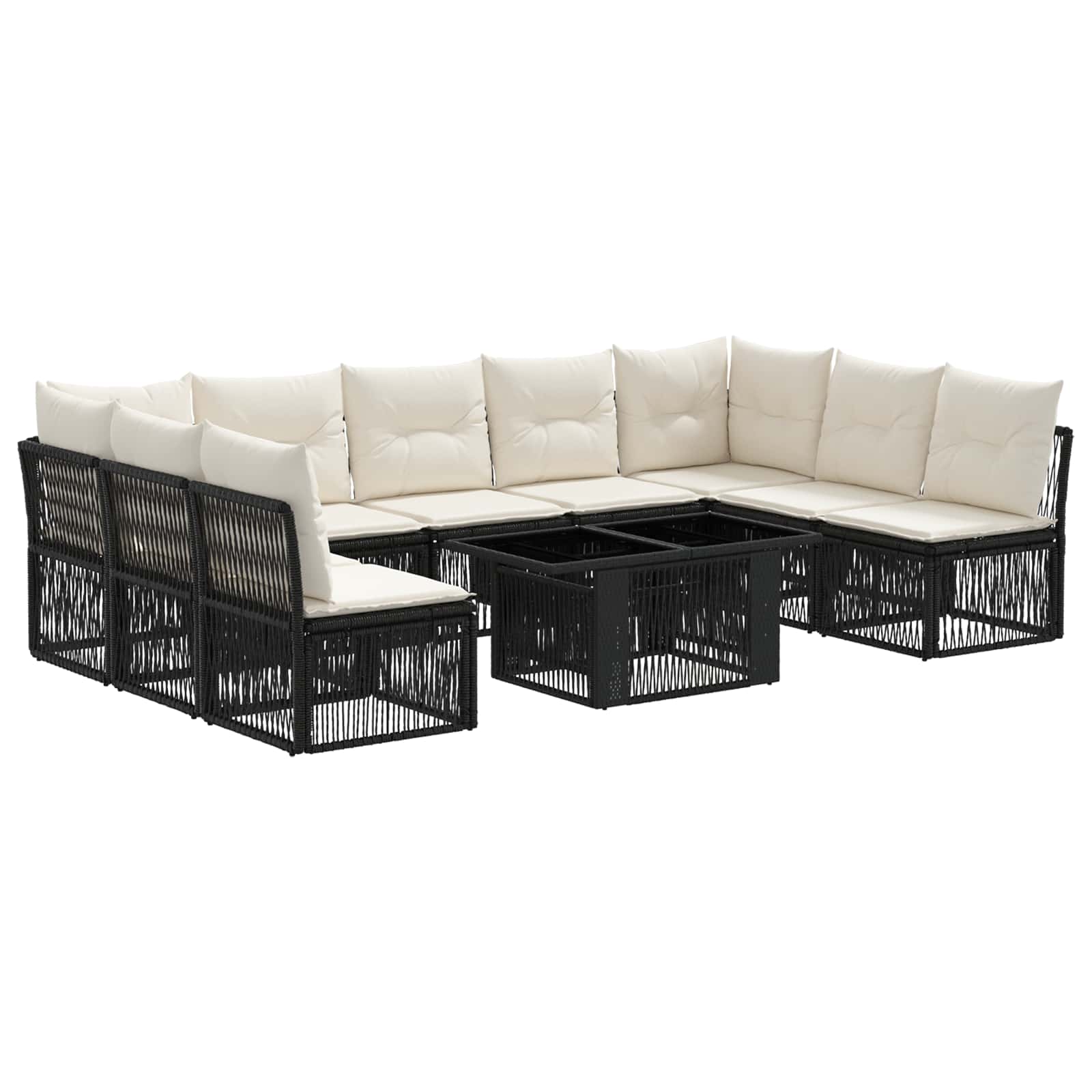 Gartensofa-set 10 stk. Schwarz Poly-Rattan