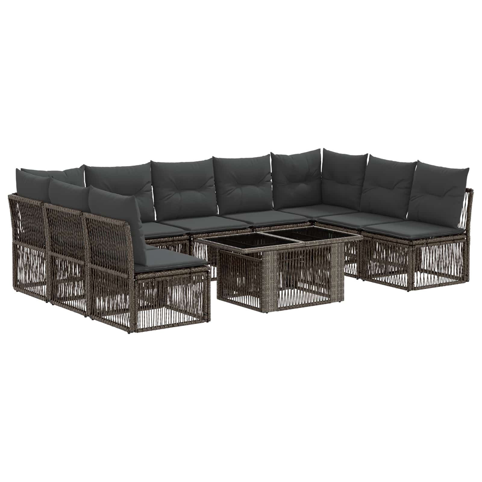 Gartensofa-set 10 stk. Grau Poly-Rattan