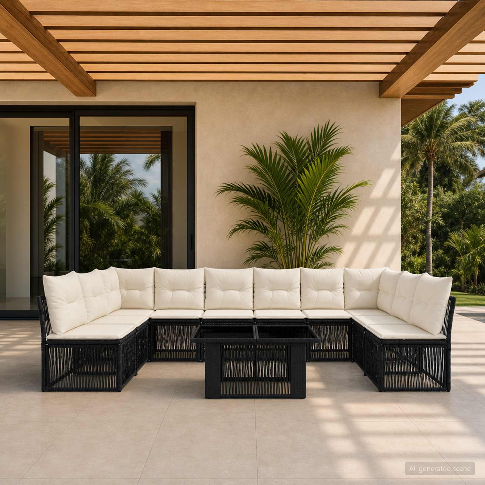 Gartensofa-set 11 stk. Schwarz Poly-Rattan