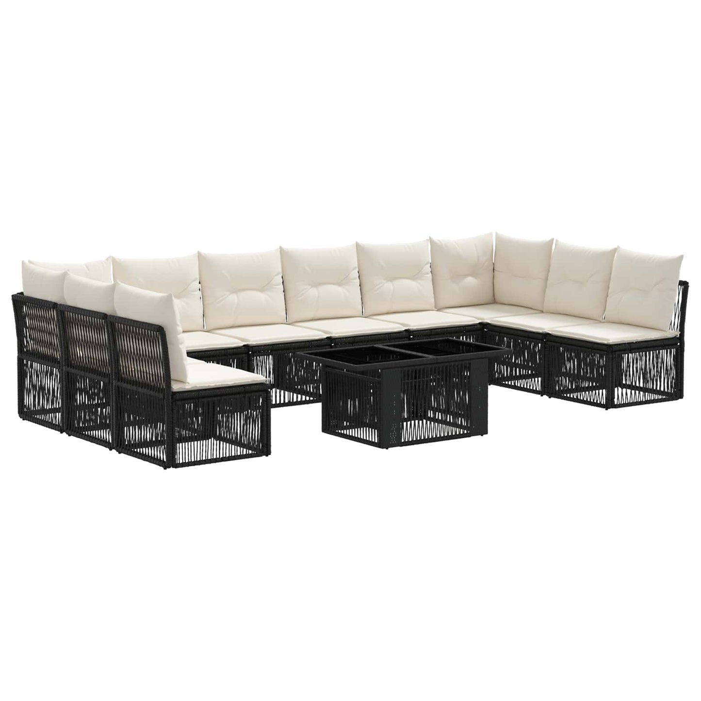 Gartensofa-set 11 stk. Schwarz Poly-Rattan