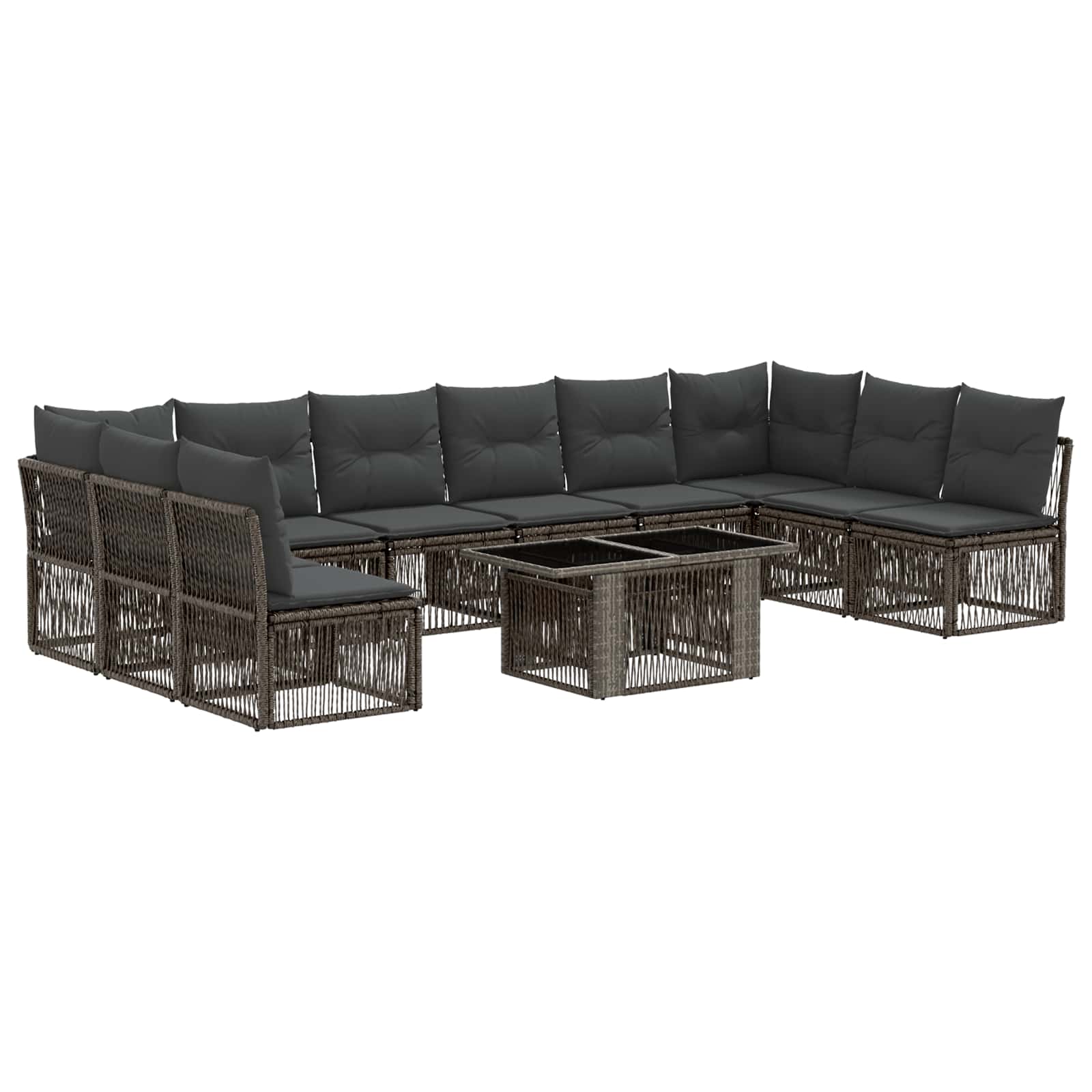 Gartensofa-set 11 stk. Grau Poly-Rattan