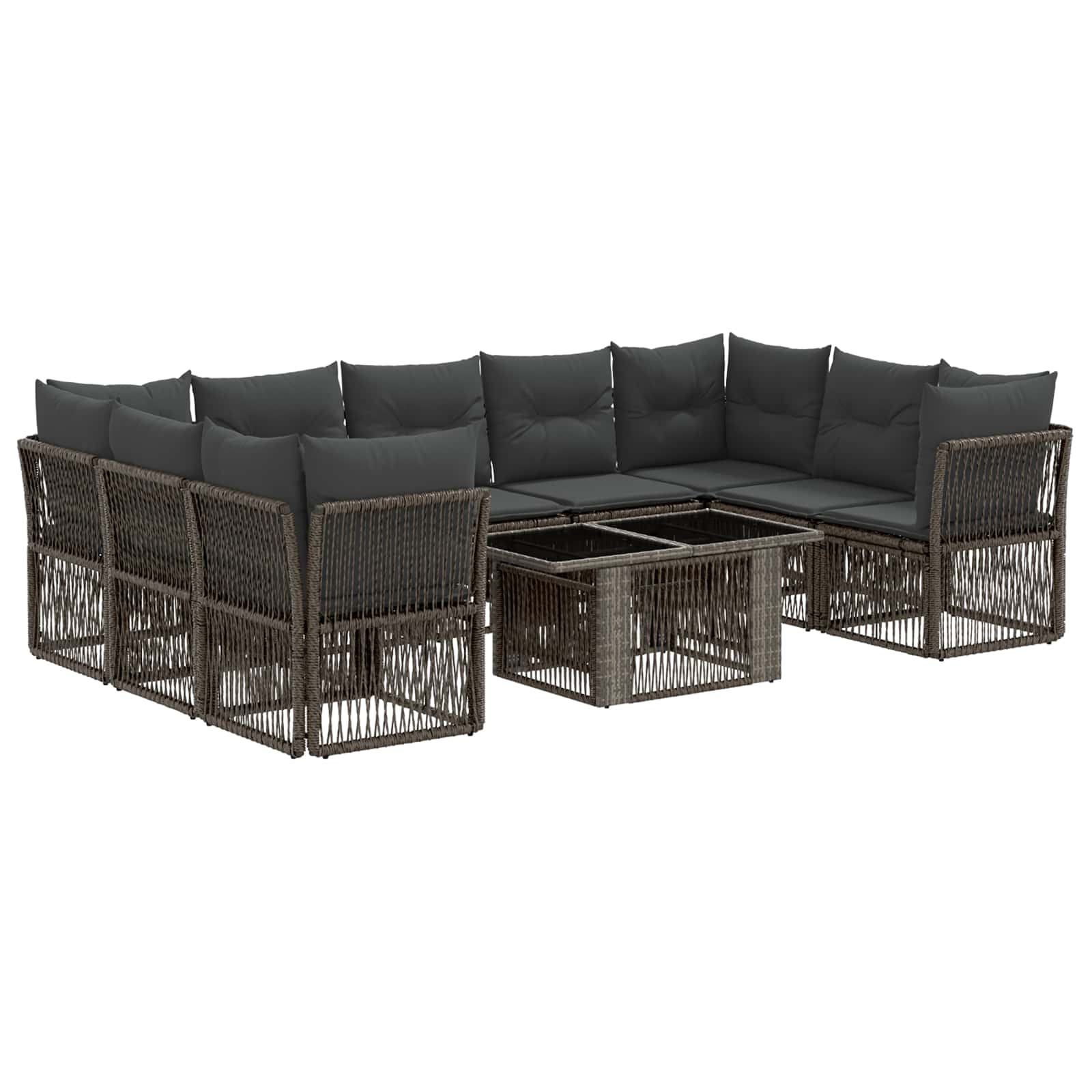 Gartensofa-set 10 stk. Grau Poly-Rattan