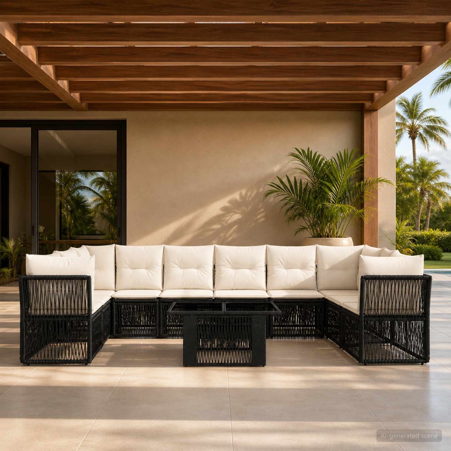 Gartensofa-set 11 stk. Schwarz Poly-Rattan