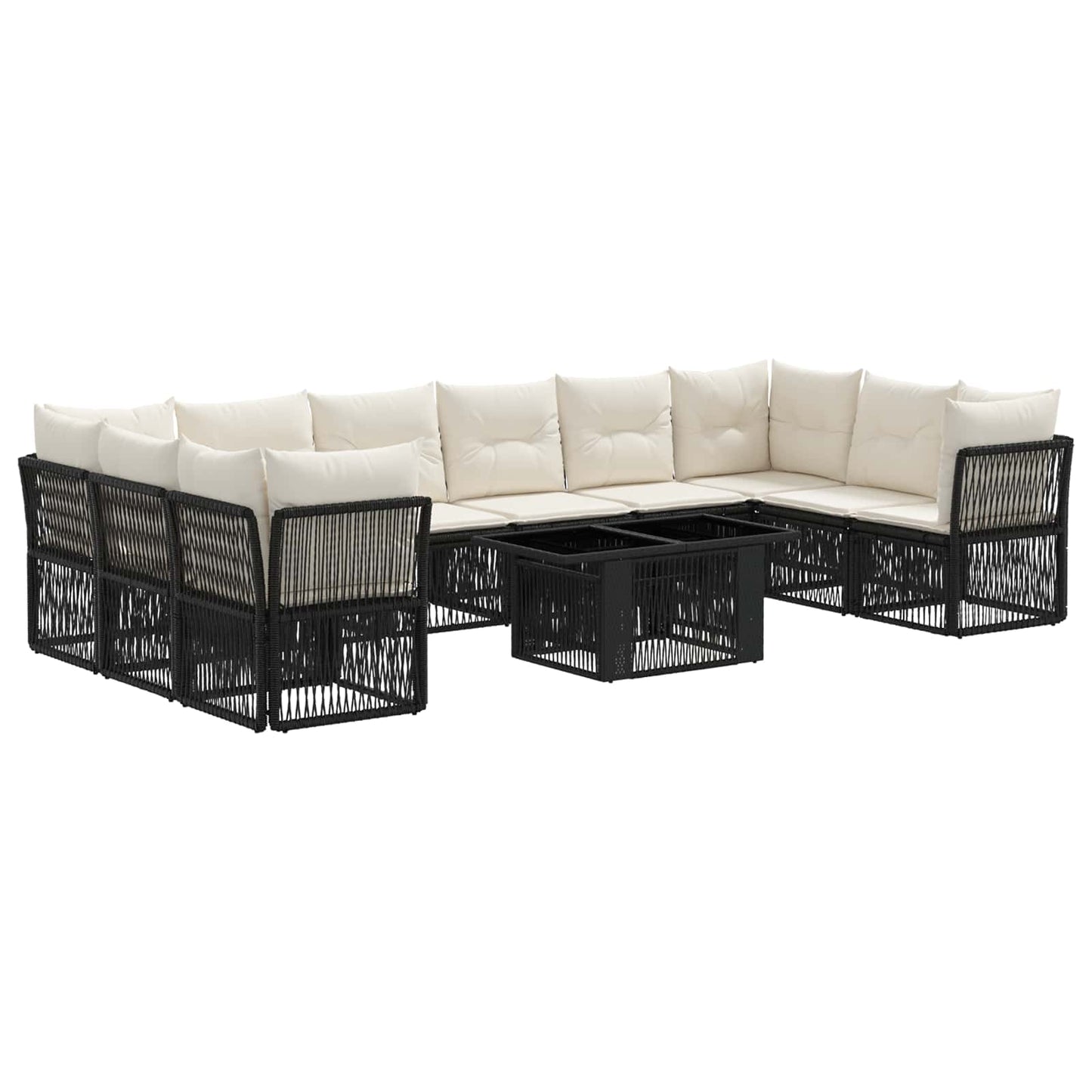 Gartensofa-set 11 stk. Schwarz Poly-Rattan