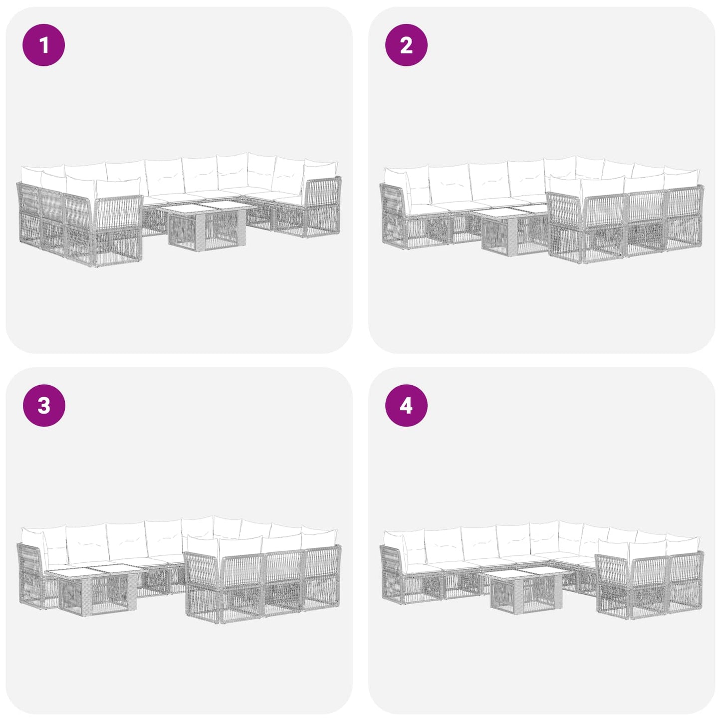 Gartensofa-set 11 stk. Schwarz Poly-Rattan