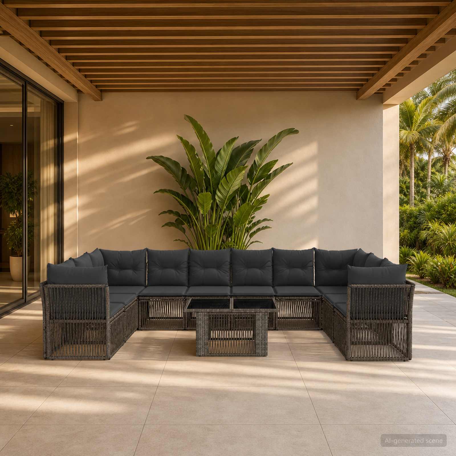 Gartensofa-set 11 stk. Grau Poly-Rattan