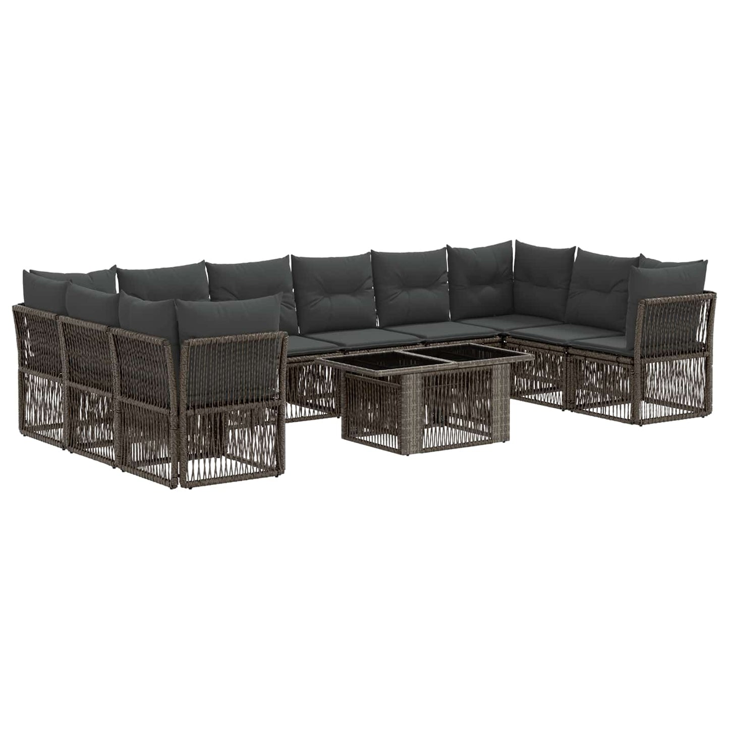 Gartensofa-set 11 stk. Grau Poly-Rattan