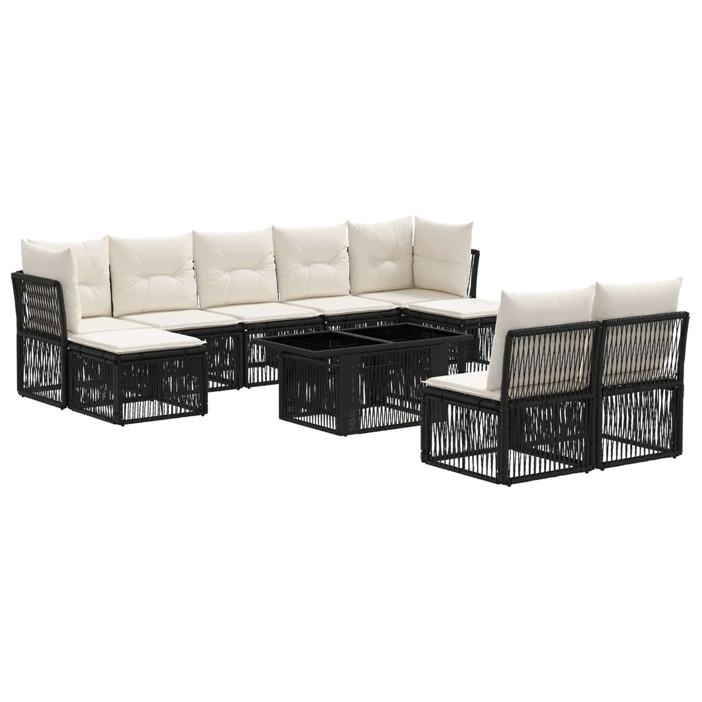 Gartensofa-set 10 stk. Schwarz Poly-Rattan