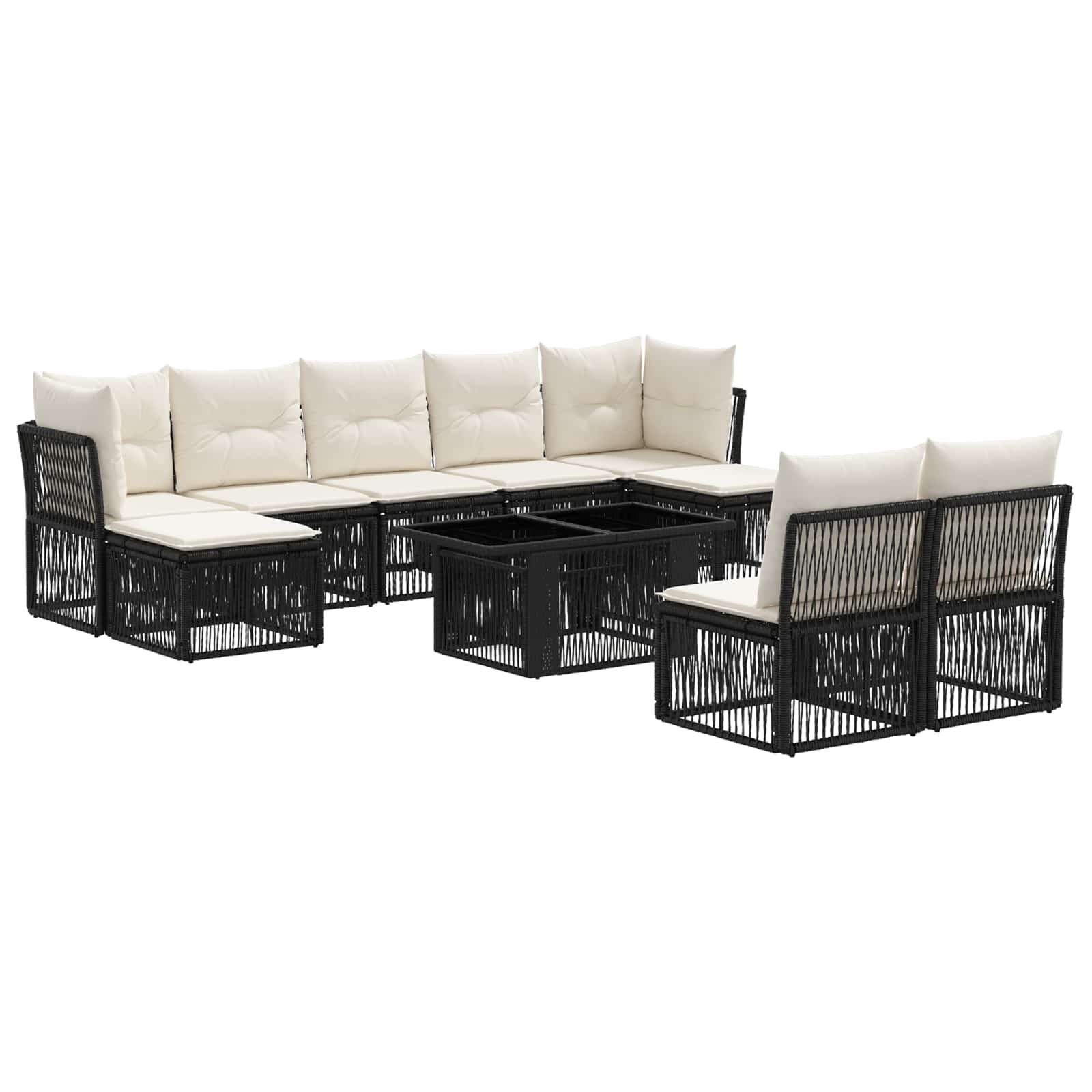 Gartensofa-set 10 stk. Schwarz Poly-Rattan