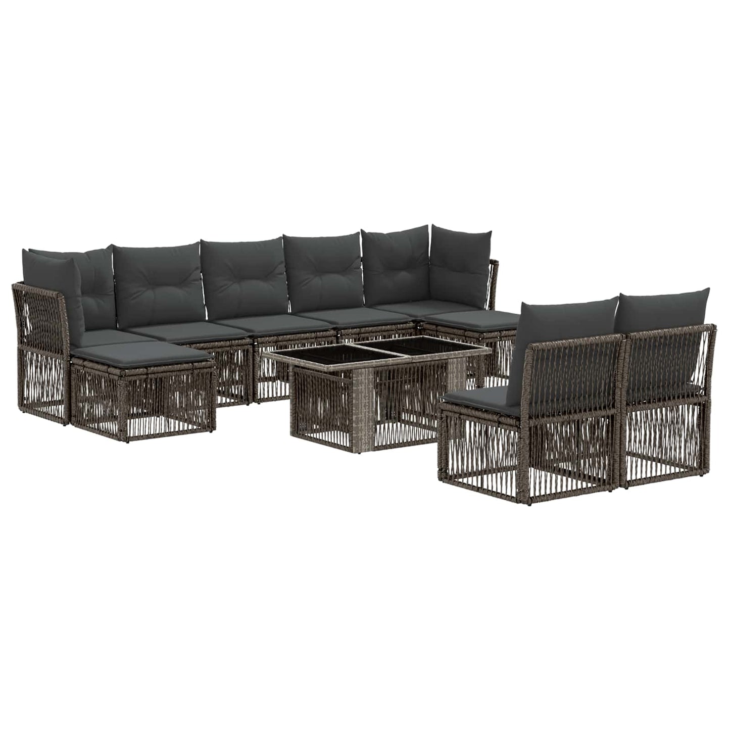 Gartensofa-set 10 stk. Grau Poly-Rattan