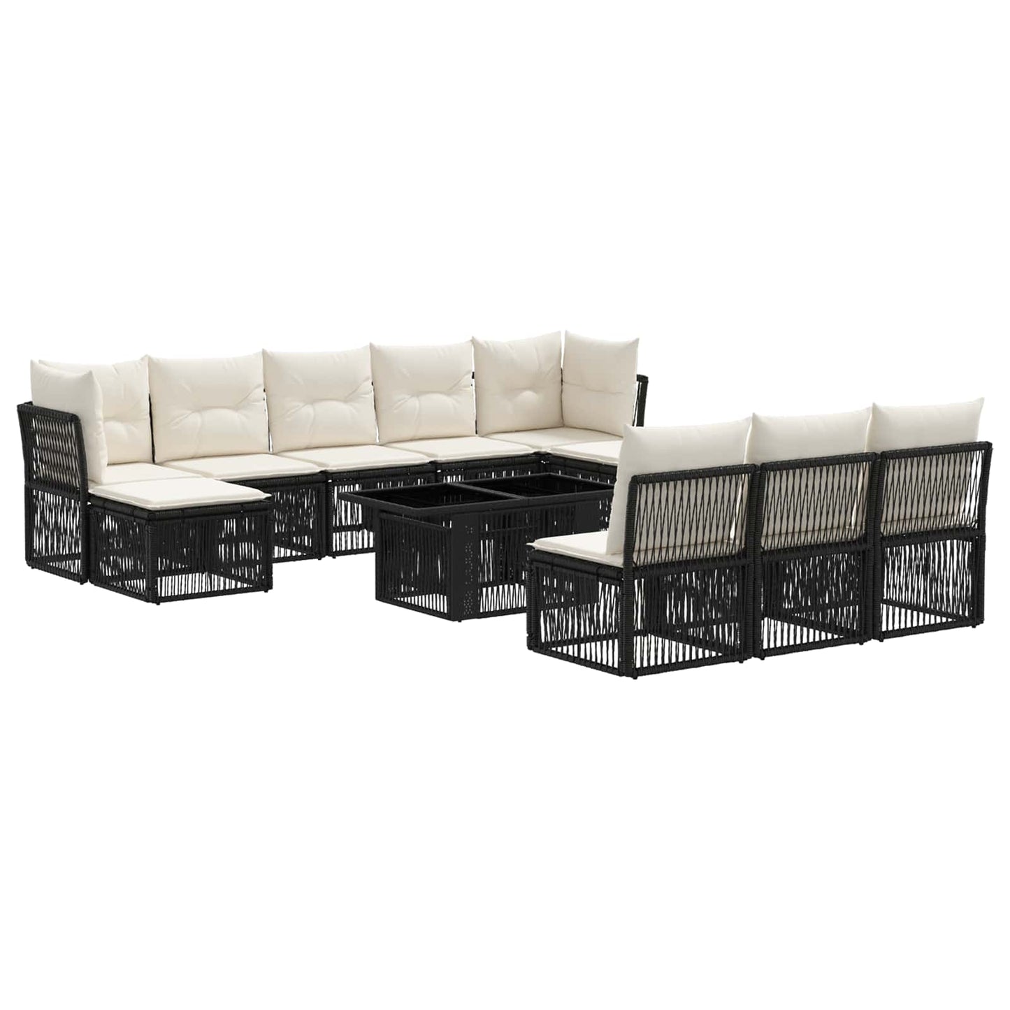 Gartensofa-set 11 stk. Schwarz Poly-Rattan