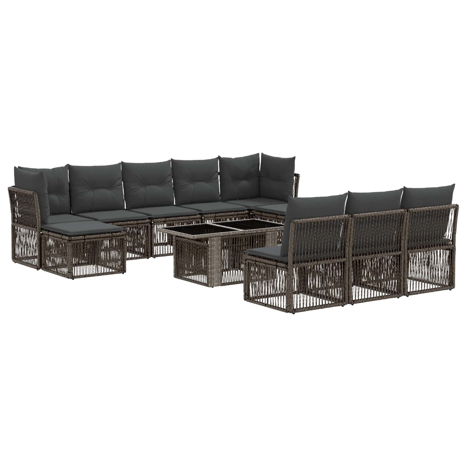 Gartensofa-set 11 stk. Grau Poly-Rattan