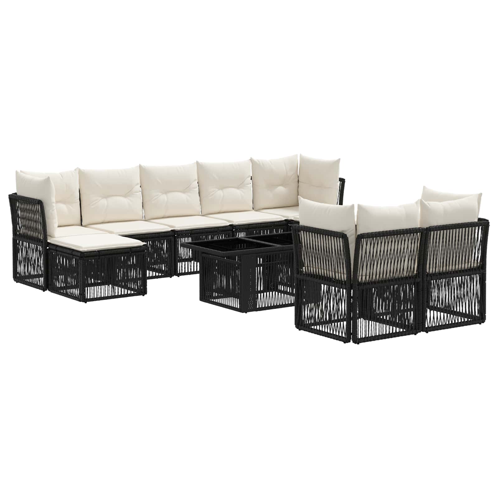 Gartensofa-set 10 stk. Schwarz Poly-Rattan