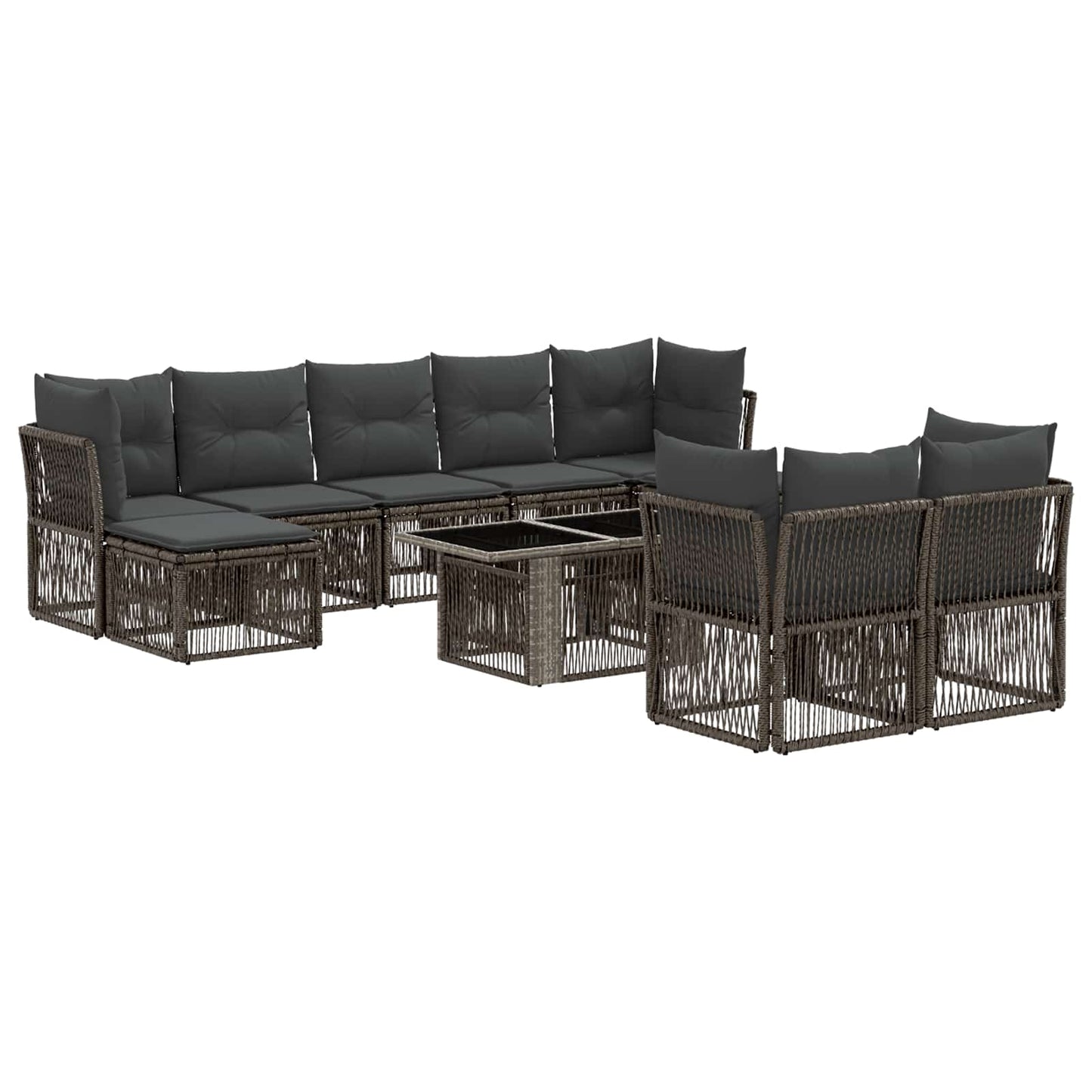 Gartensofa-set 10 stk. Grau Poly-Rattan