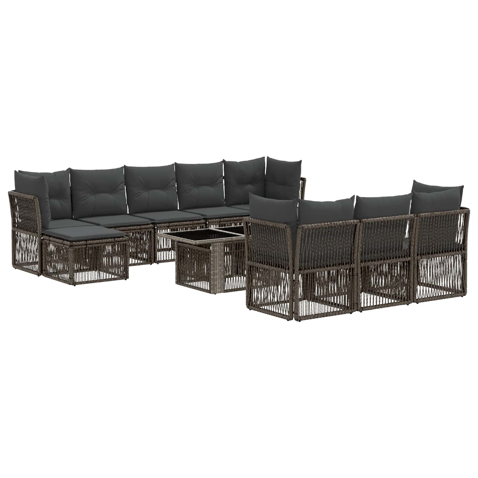 Gartensofa-set 11 stk. Grau Poly-Rattan