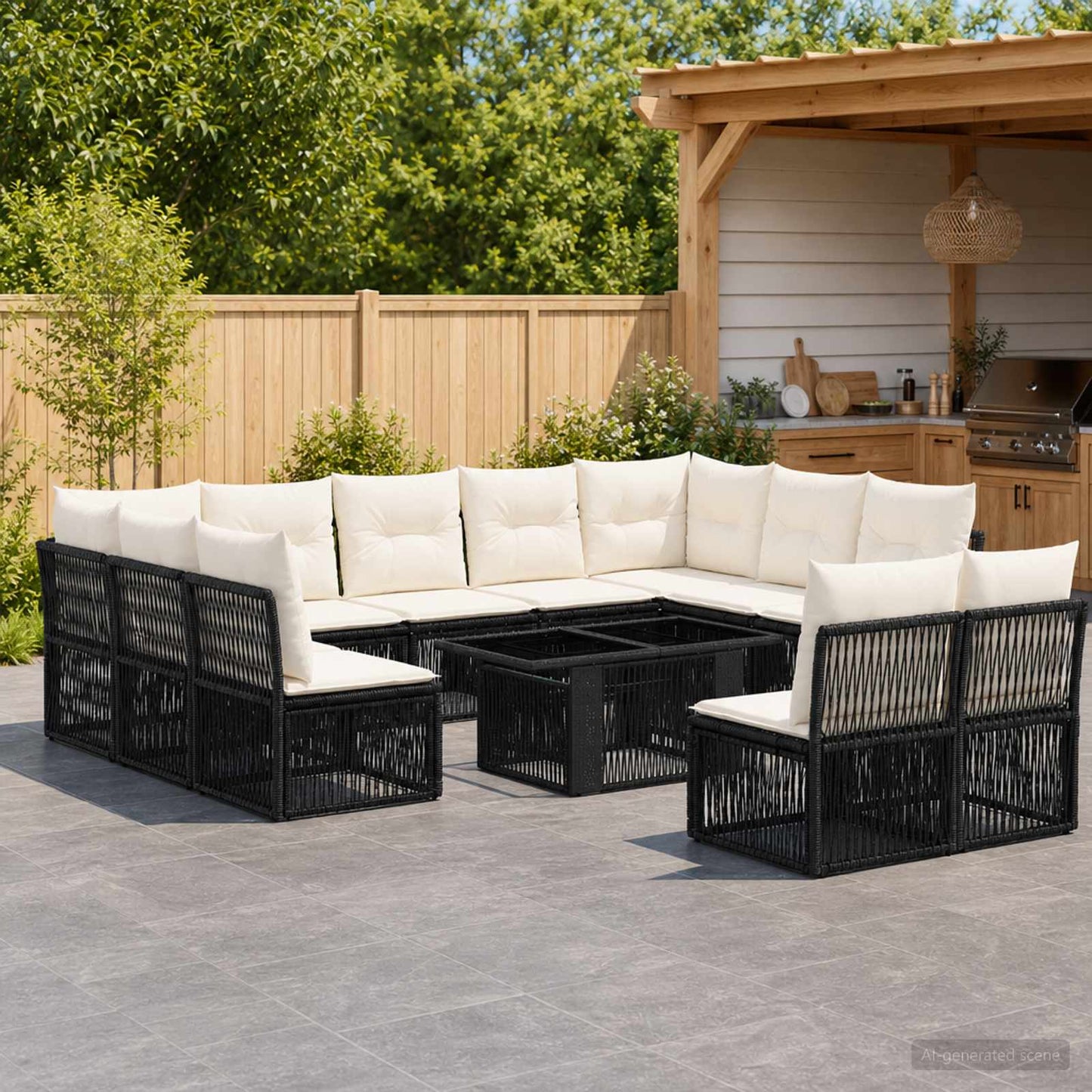 Gartensofa-set 12 stk. Schwarz Poly-Rattan