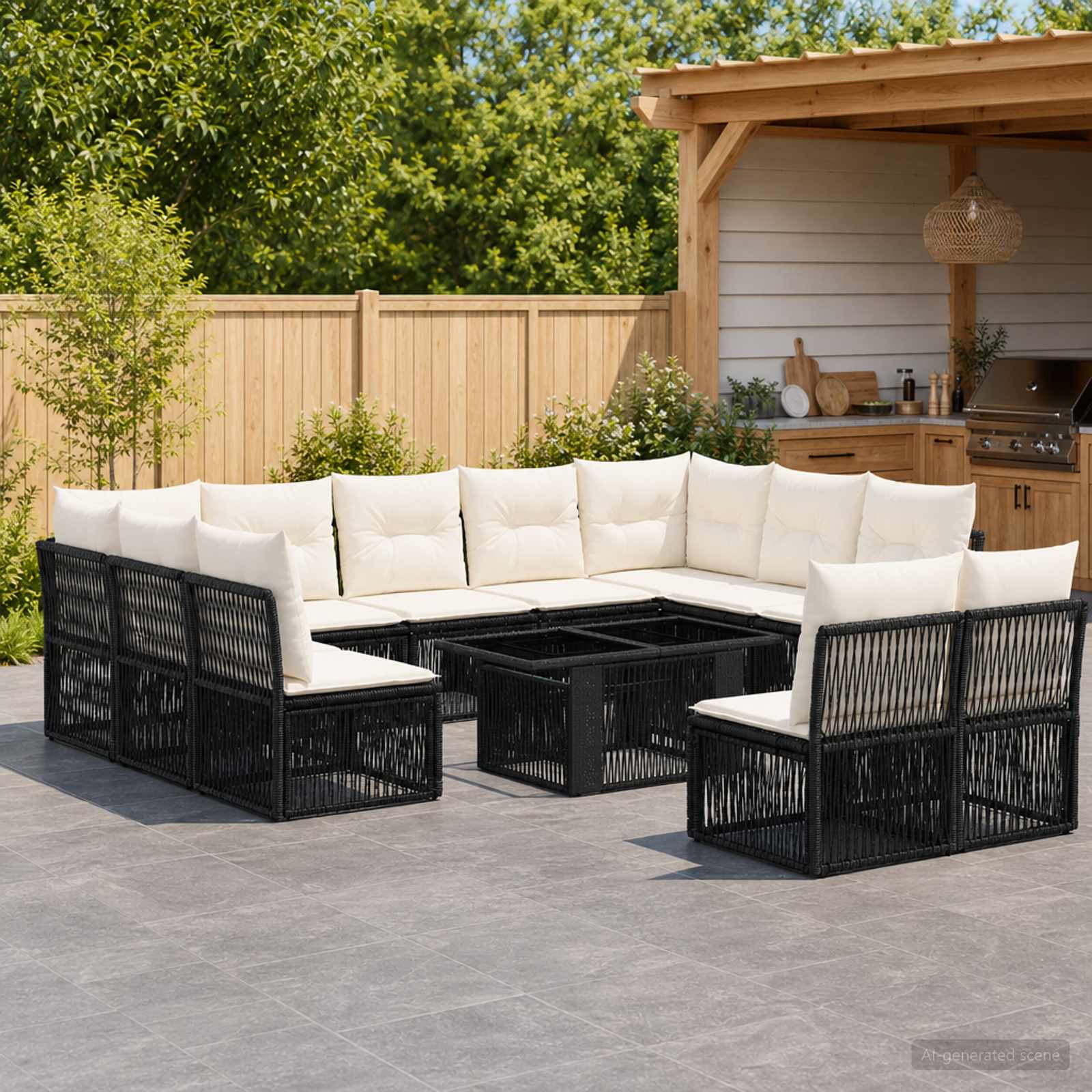 Gartensofa-set 12 stk. Schwarz Poly-Rattan