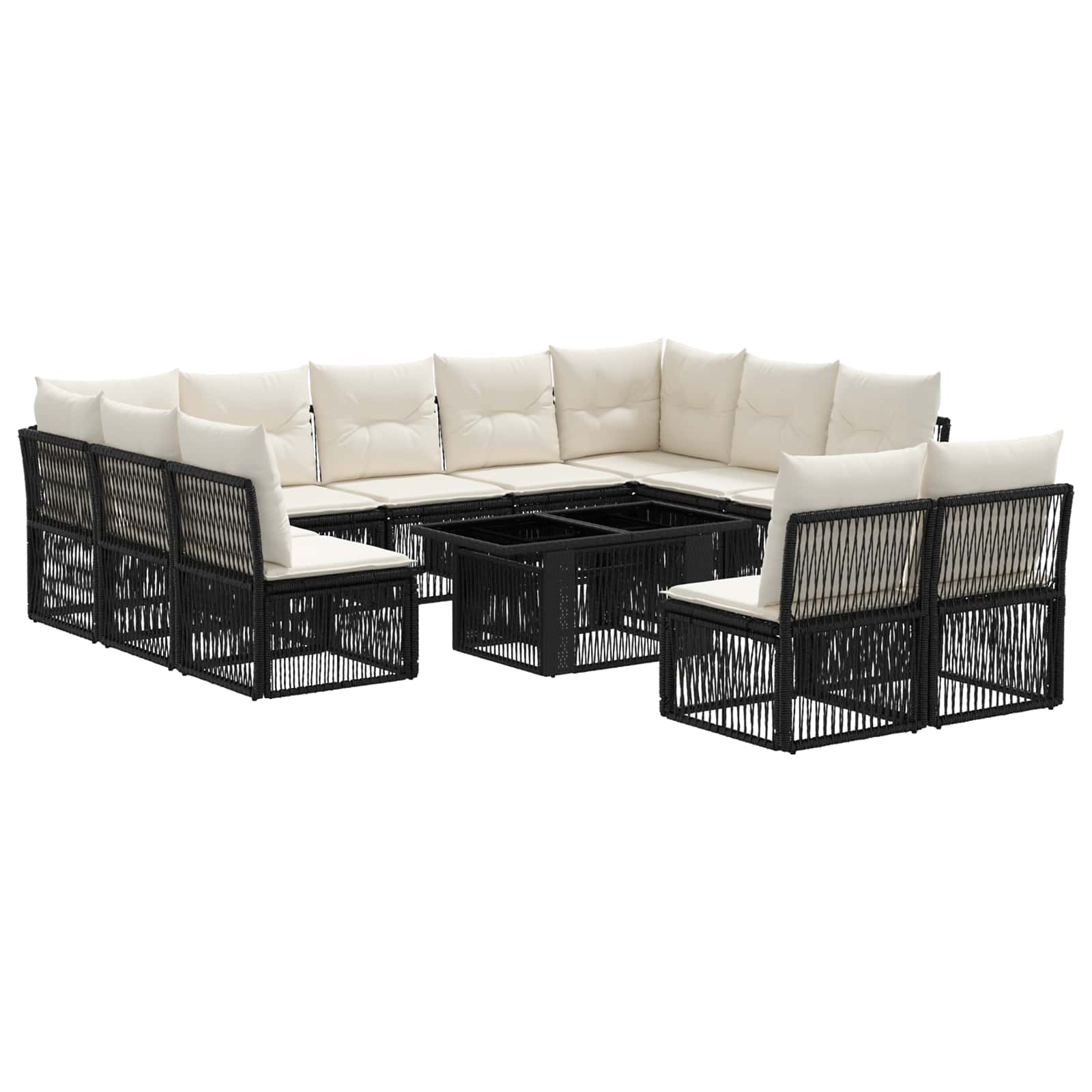 Gartensofa-set 12 stk. Schwarz Poly-Rattan