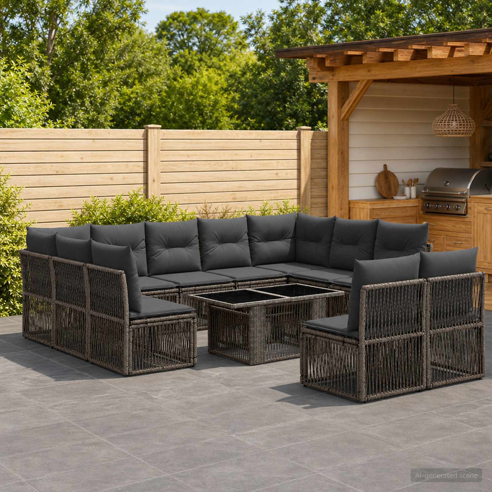 Gartensofa-set 12 stk. Grau Poly-Rattan