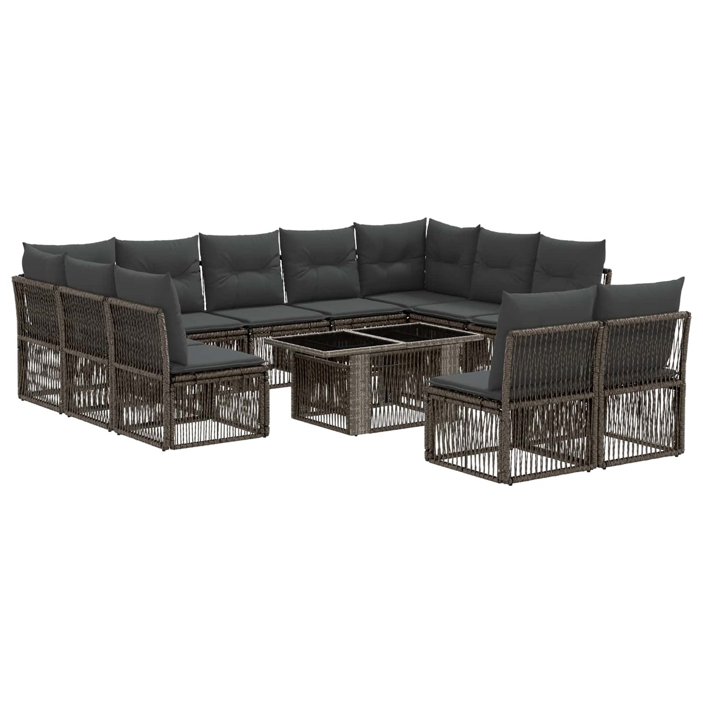 Gartensofa-set 12 stk. Grau Poly-Rattan