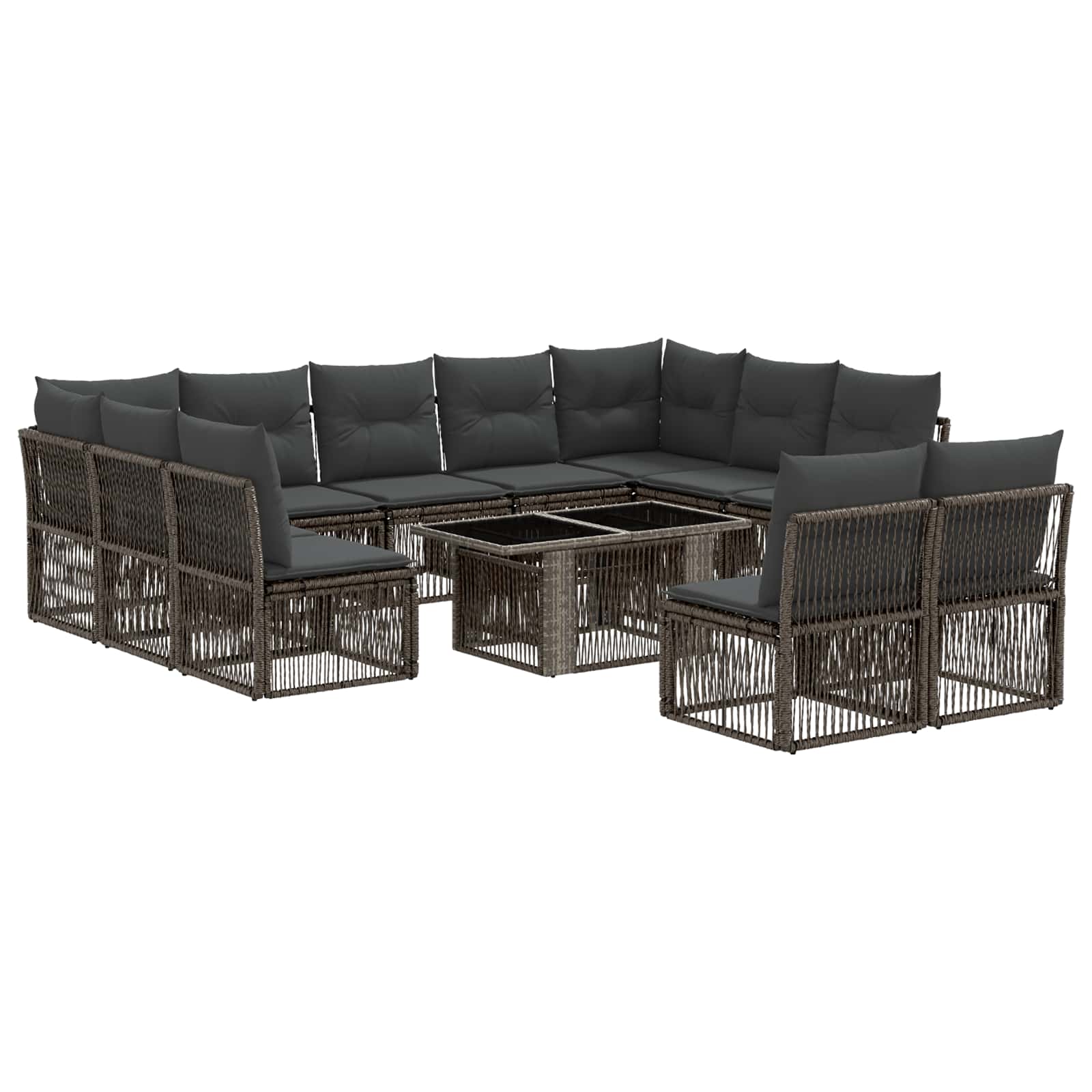 Gartensofa-set 12 stk. Grau Poly-Rattan