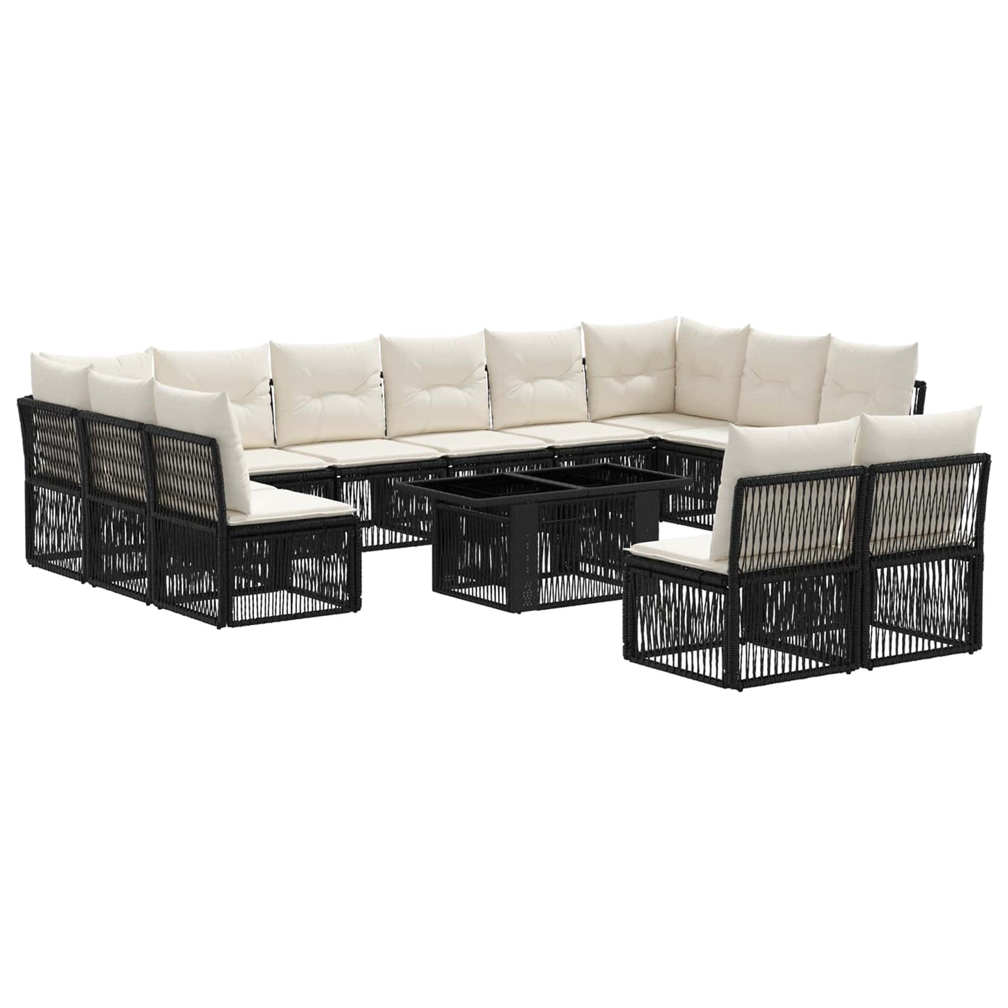 Gartensofa-set 13 stk. Schwarz Poly-Rattan