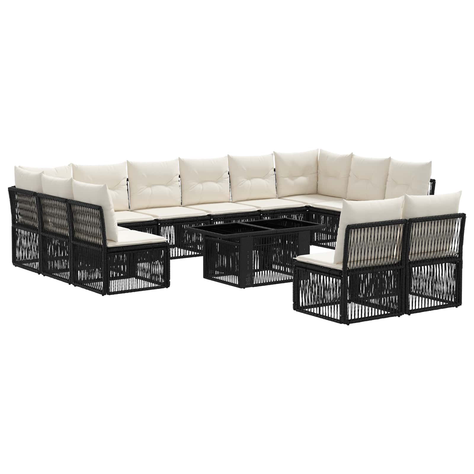 Gartensofa-set 13 stk. Schwarz Poly-Rattan
