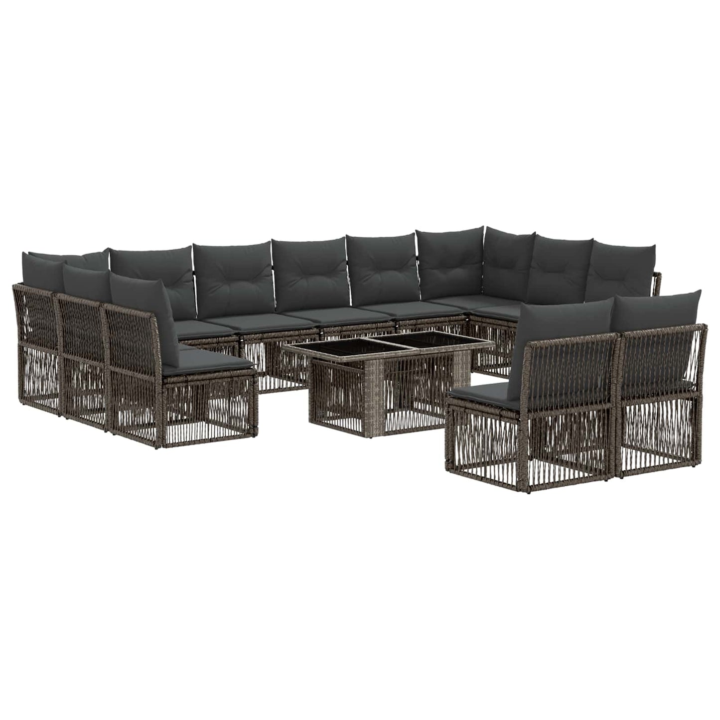 Gartensofa-set 13 stk. Grau Poly-Rattan