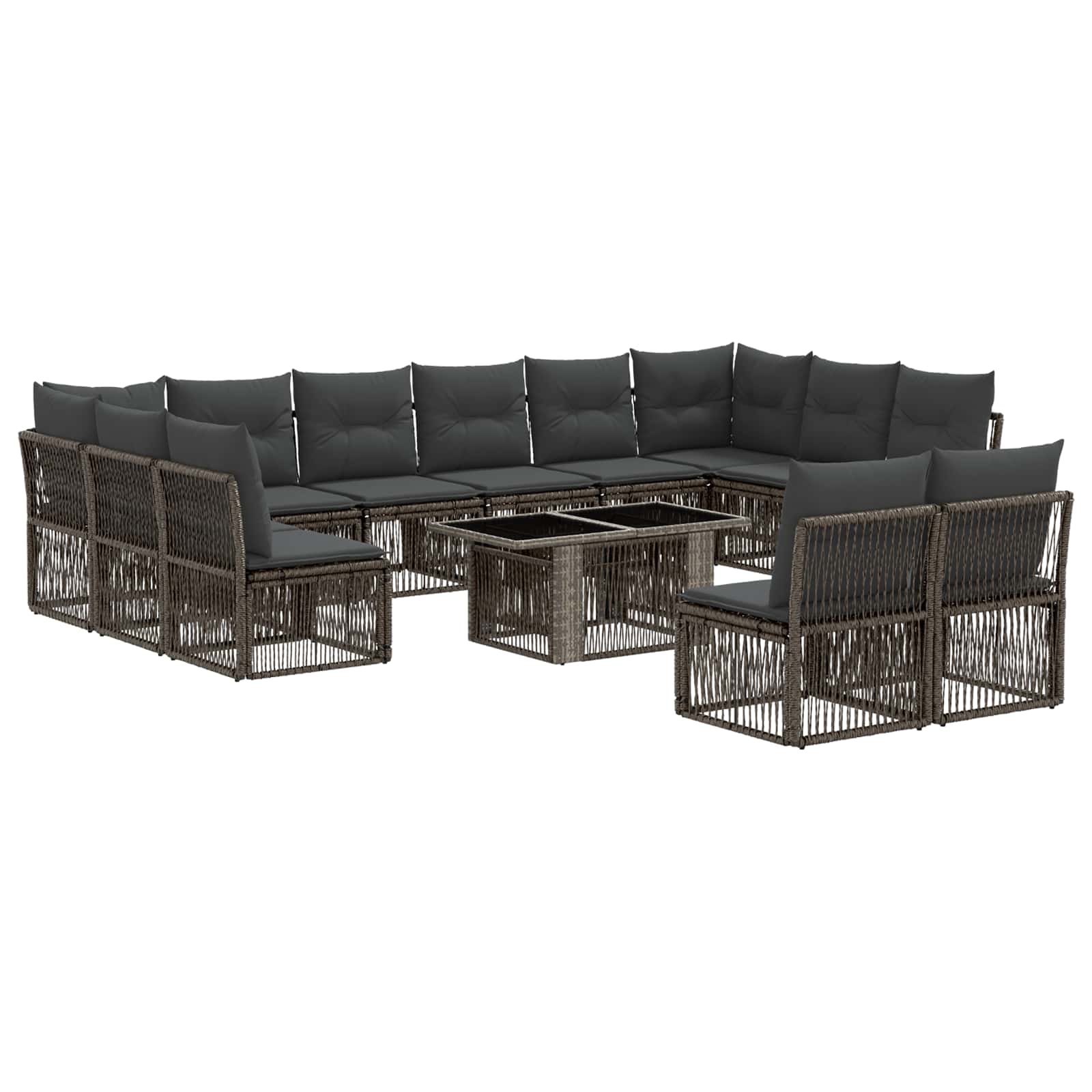 Gartensofa-set 13 stk. Grau Poly-Rattan