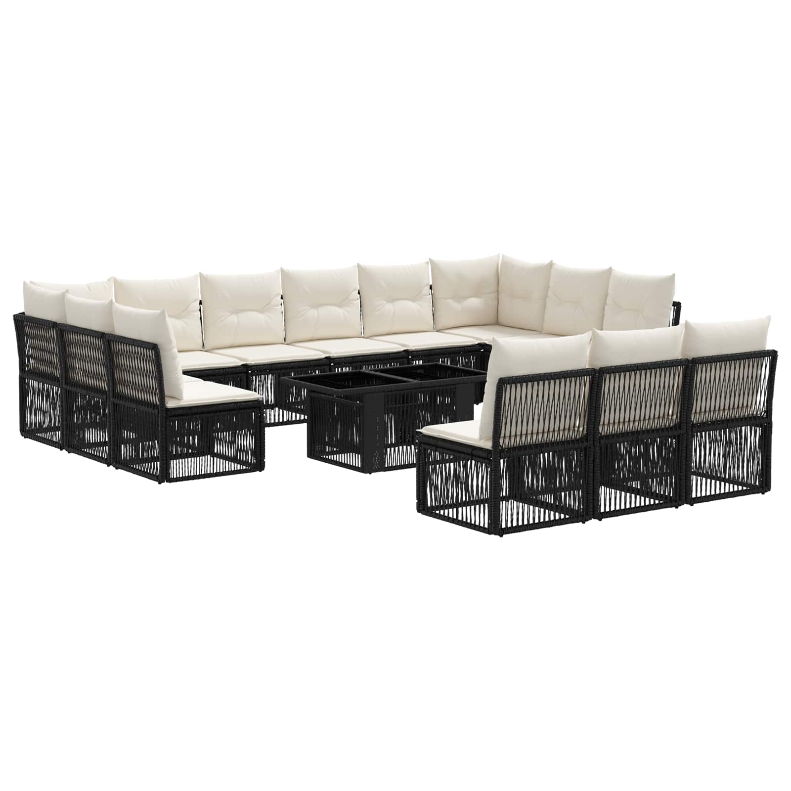 Gartensofa-set 14 stk. Schwarz Poly-Rattan