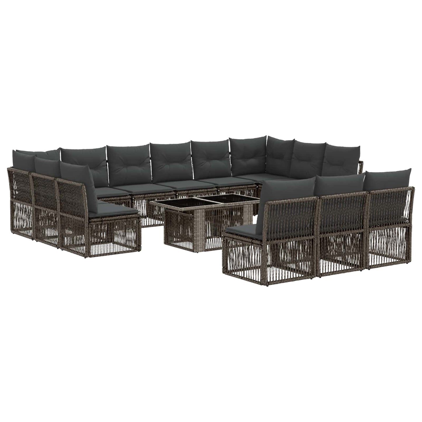 Gartensofa-set 14 stk. Grau Poly-Rattan