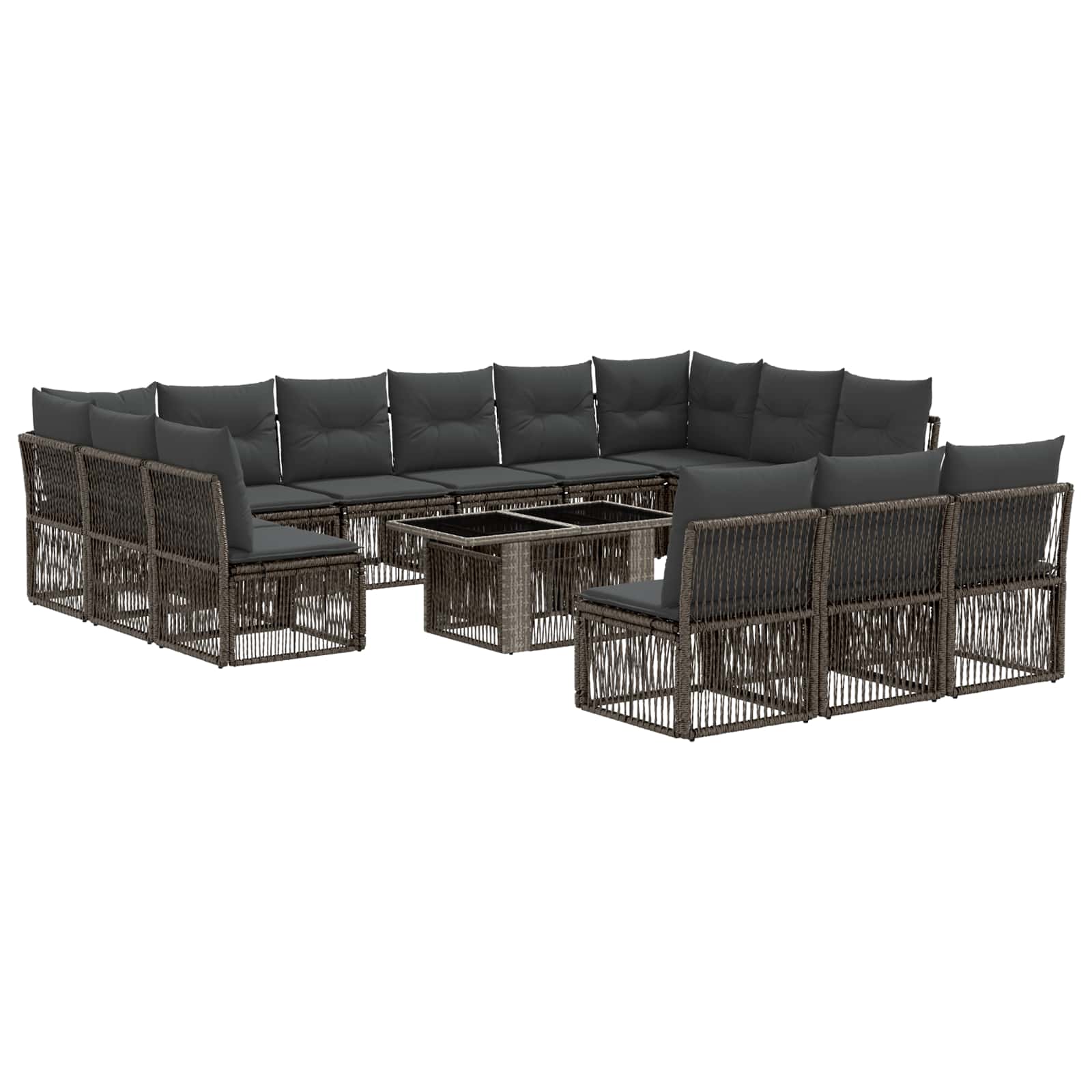Gartensofa-set 14 stk. Grau Poly-Rattan