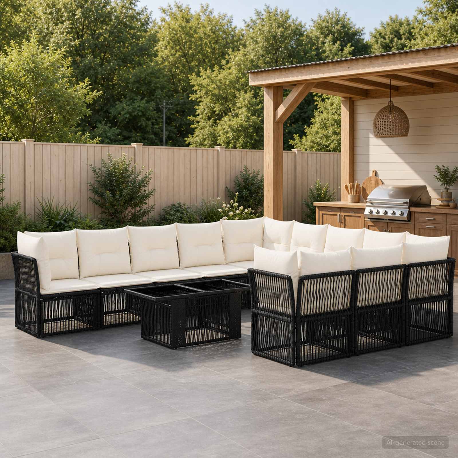 Gartensofa-set 12 stk. Schwarz Poly-Rattan