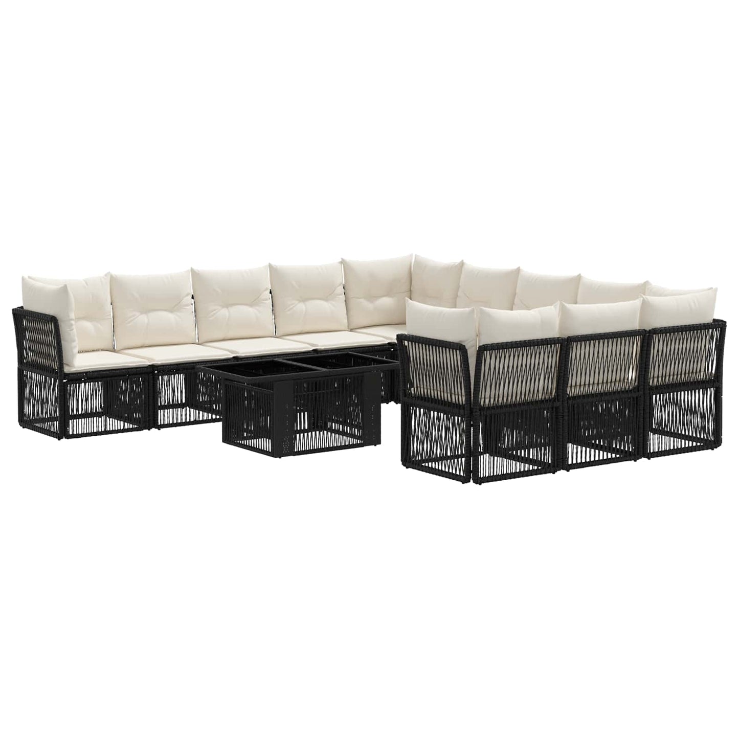 Gartensofa-set 12 stk. Schwarz Poly-Rattan