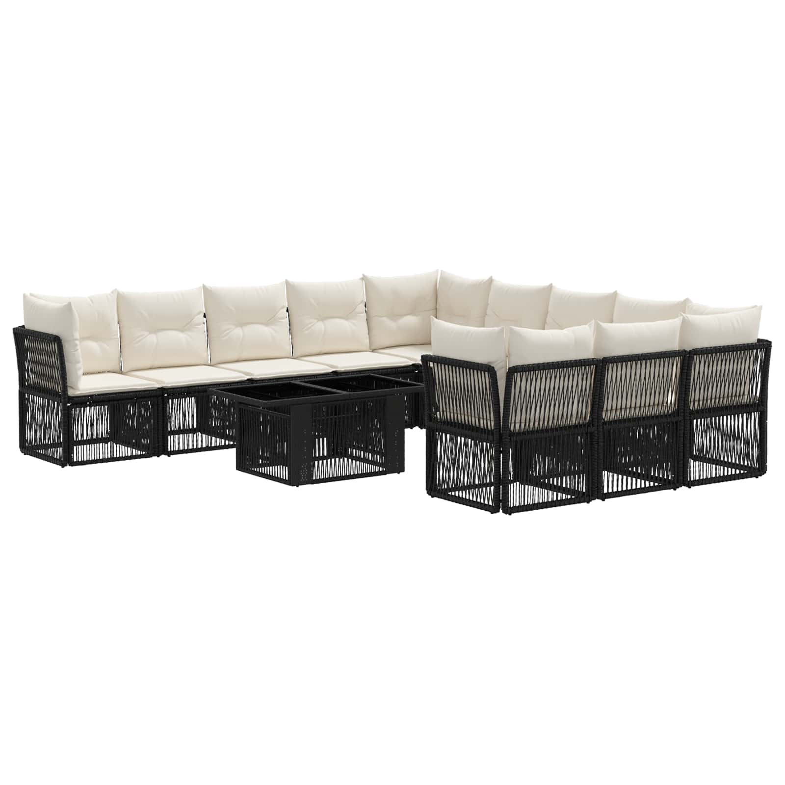 Gartensofa-set 12 stk. Schwarz Poly-Rattan