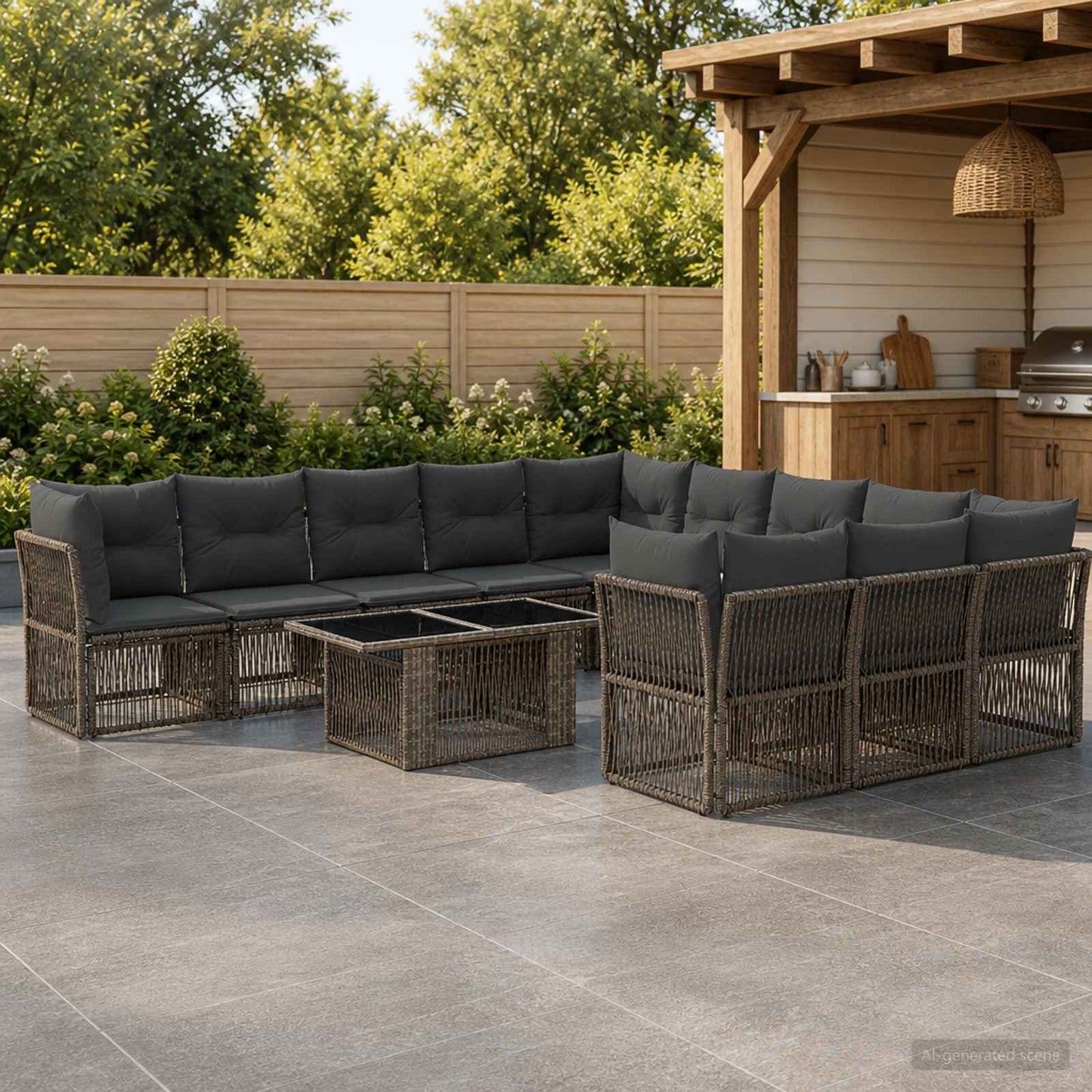 Gartensofa-set 12 stk. Grau Poly-Rattan