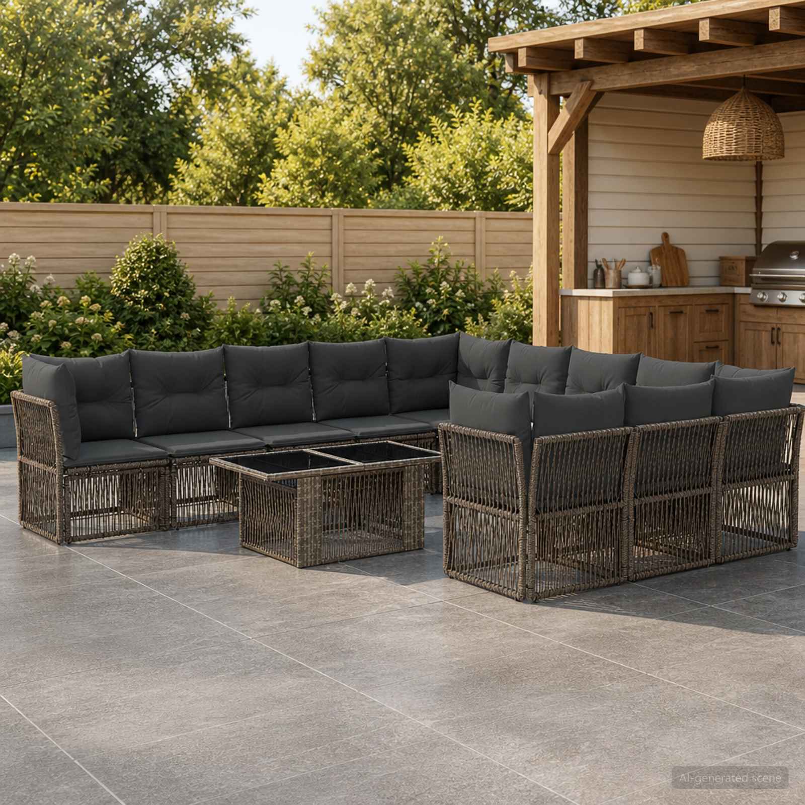 Gartensofa-set 12 stk. Grau Poly-Rattan