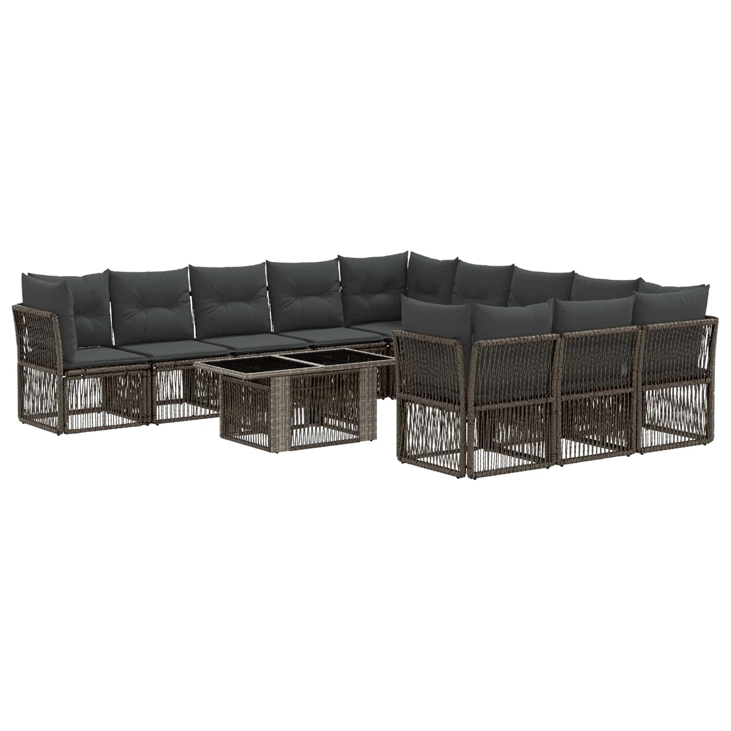 Gartensofa-set 12 stk. Grau Poly-Rattan