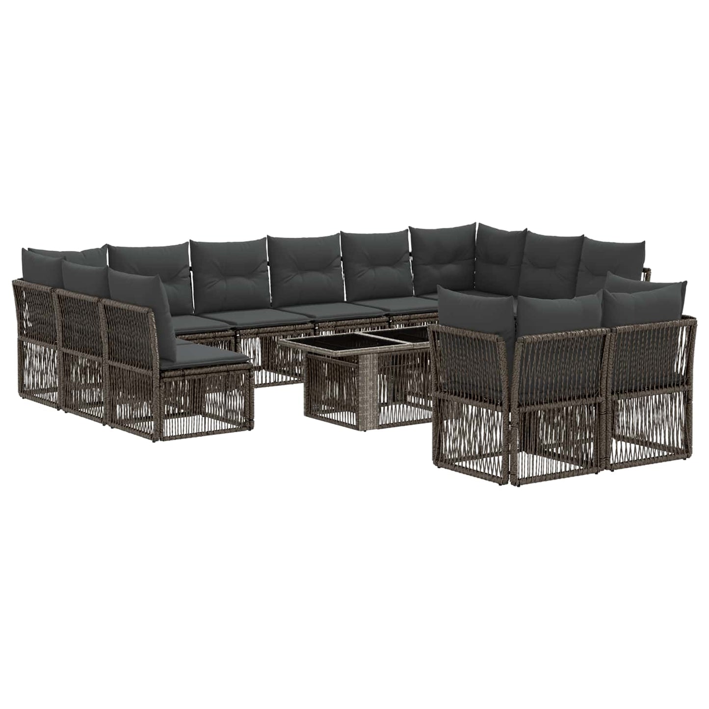 Gartensofa-set 13 stk. Grau Poly-Rattan