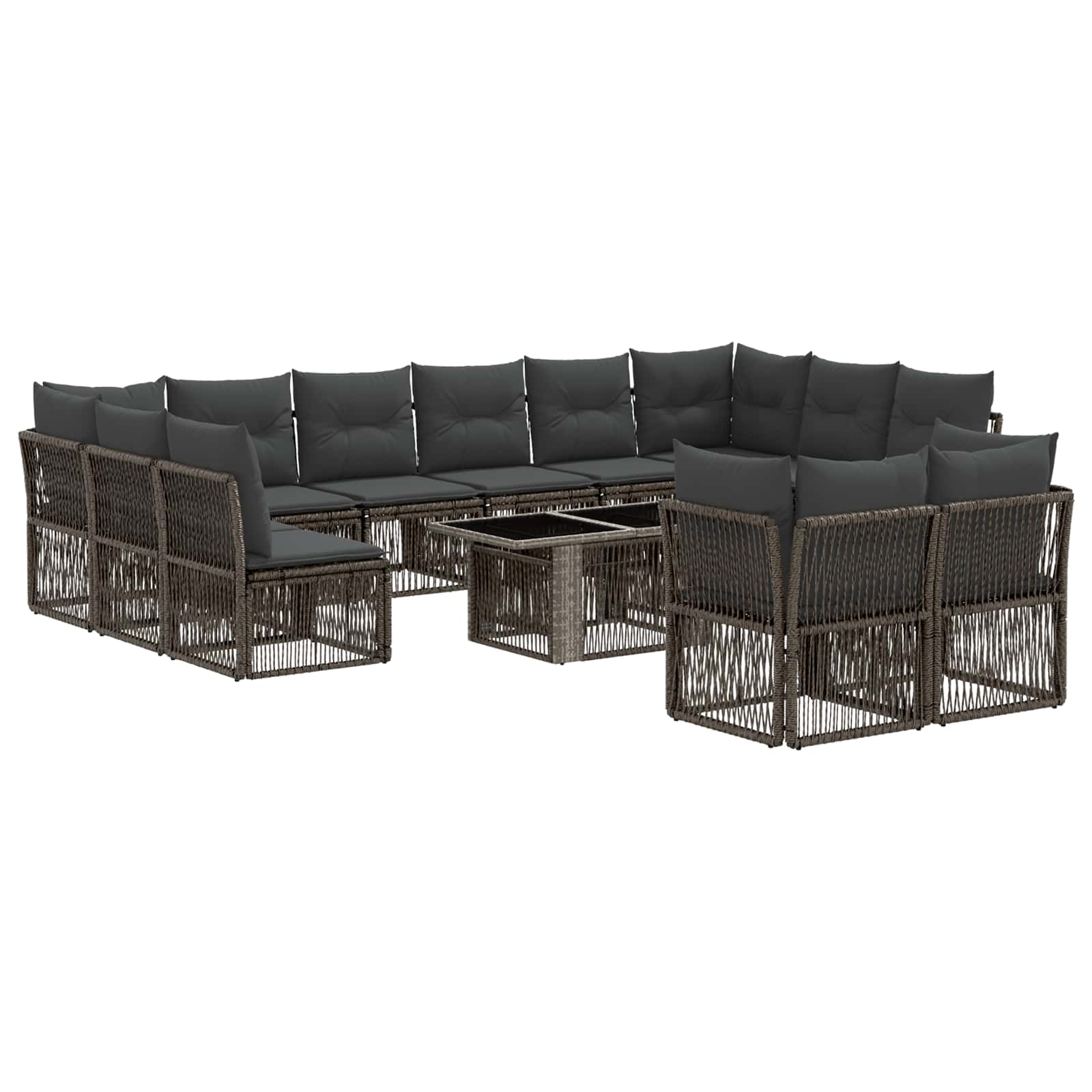 Gartensofa-set 13 stk. Grau Poly-Rattan