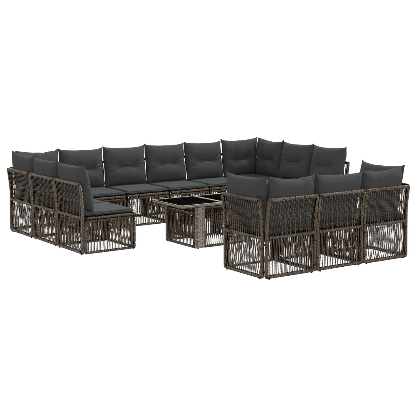 Gartensofa-set 14 stk. Grau Poly-Rattan