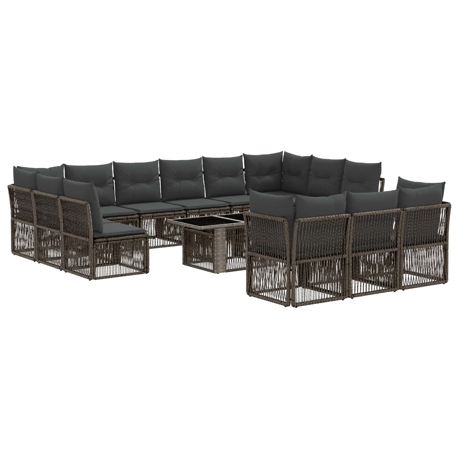 Gartensofa-set 14 stk. Grau Poly-Rattan