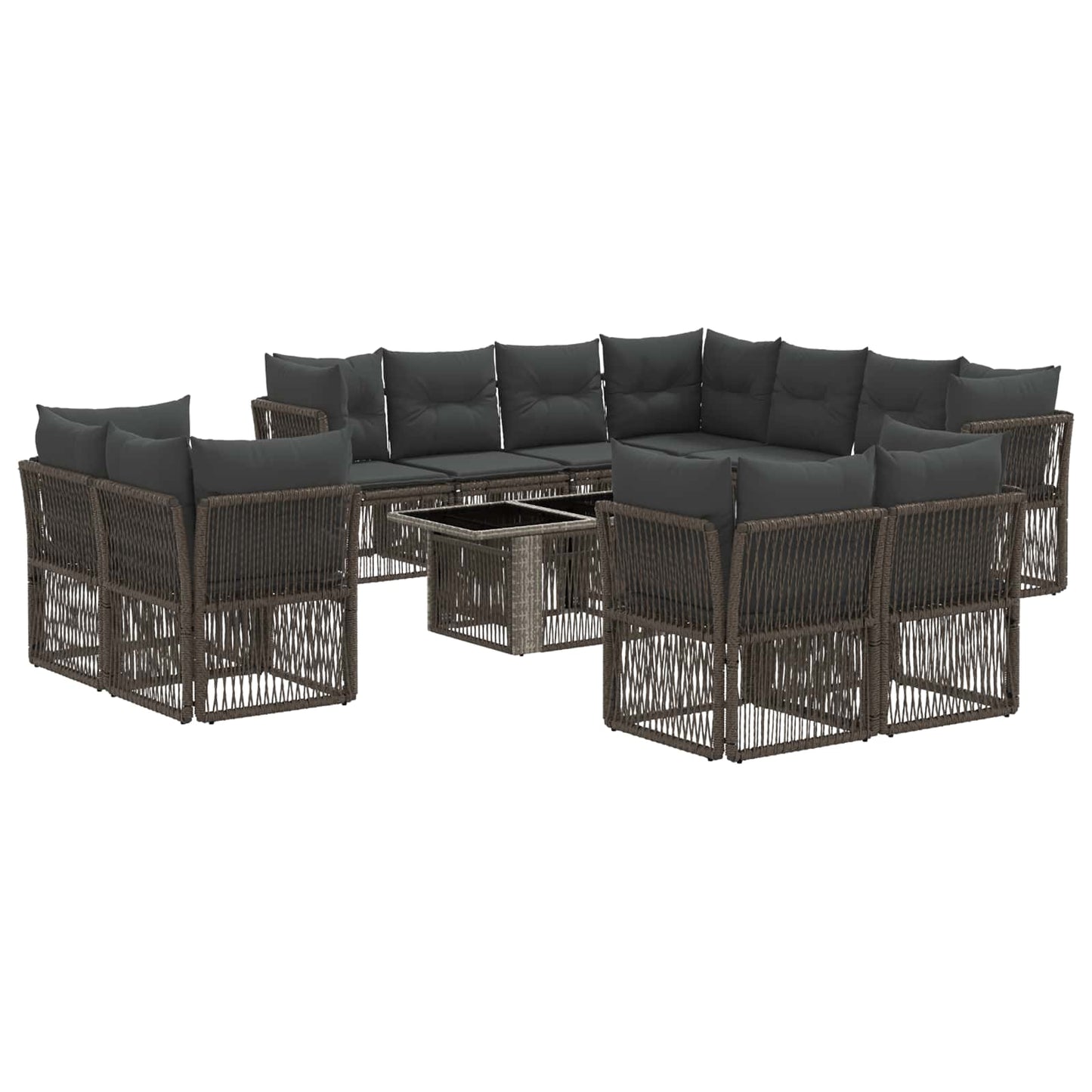 Gartensofa-set 12 stk. Grau Poly-Rattan