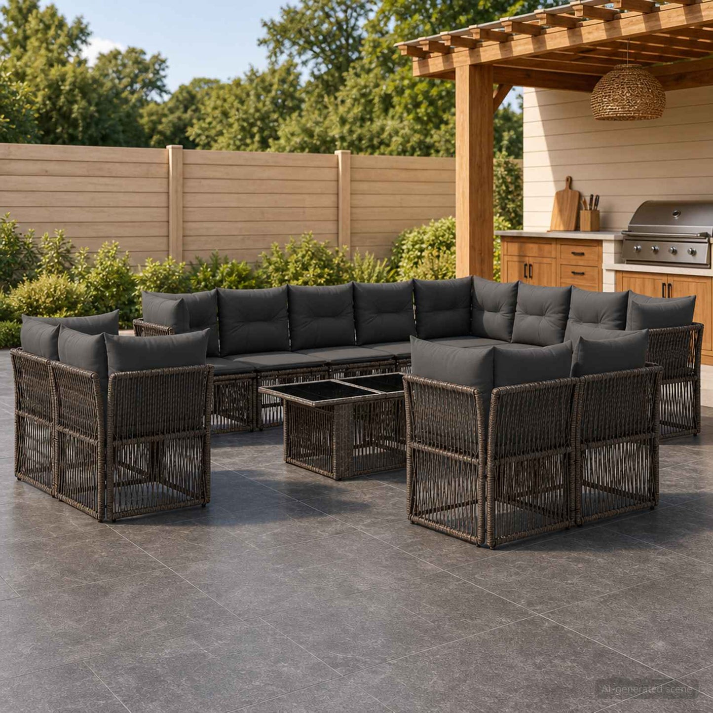 Gartensofa-set 13 pcs Grau Poly-Rattan