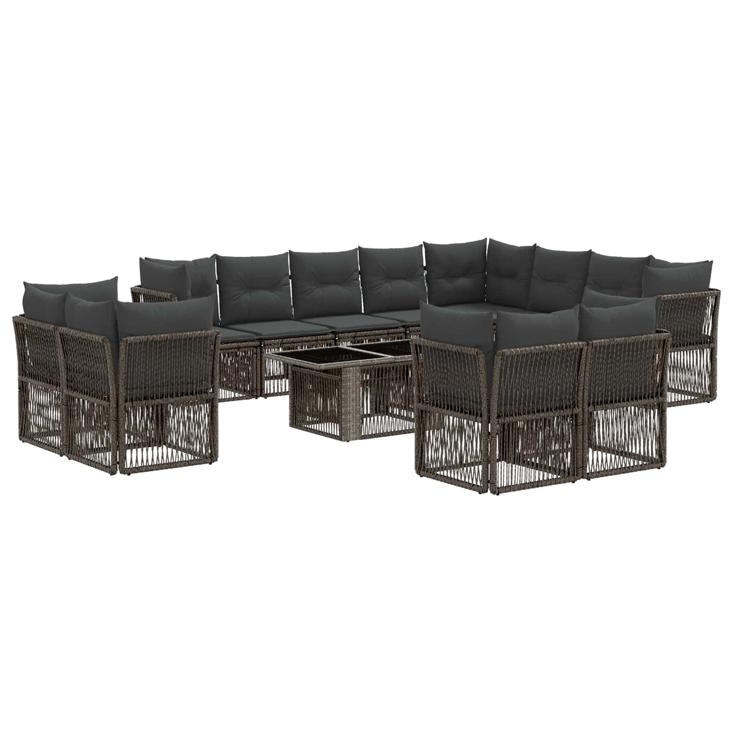 Gartensofa-set 13 pcs Grau Poly-Rattan