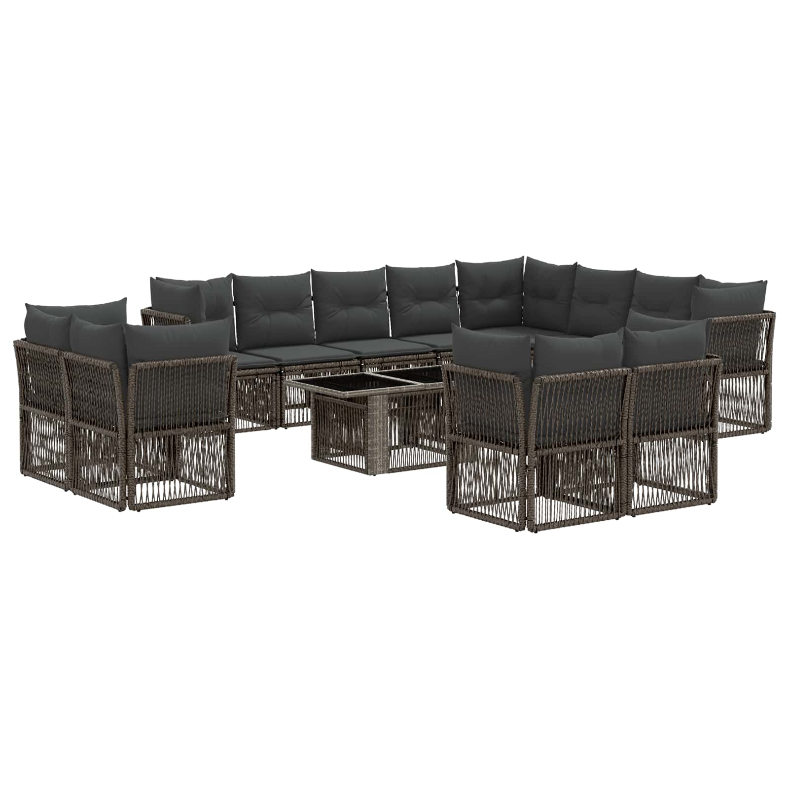 Gartensofa-set 13 pcs Grau Poly-Rattan