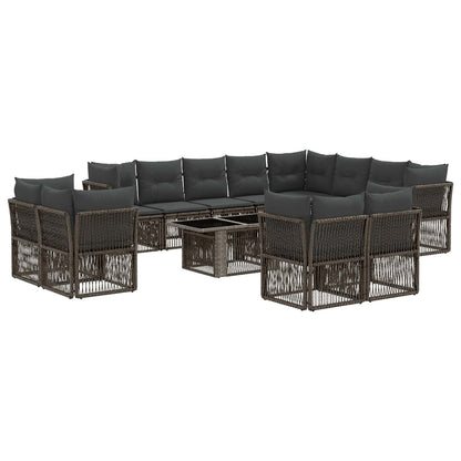Gartensofa-set 13 stk. Grau Poly-Rattan